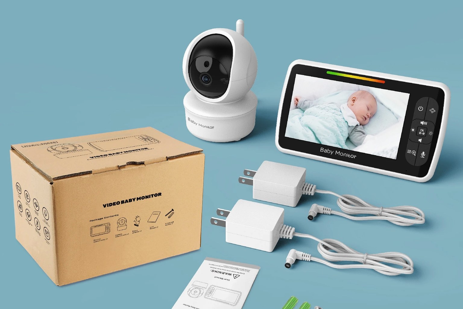 Babystar SM650 camera beside its 5-inch parent screen in a UK nursery