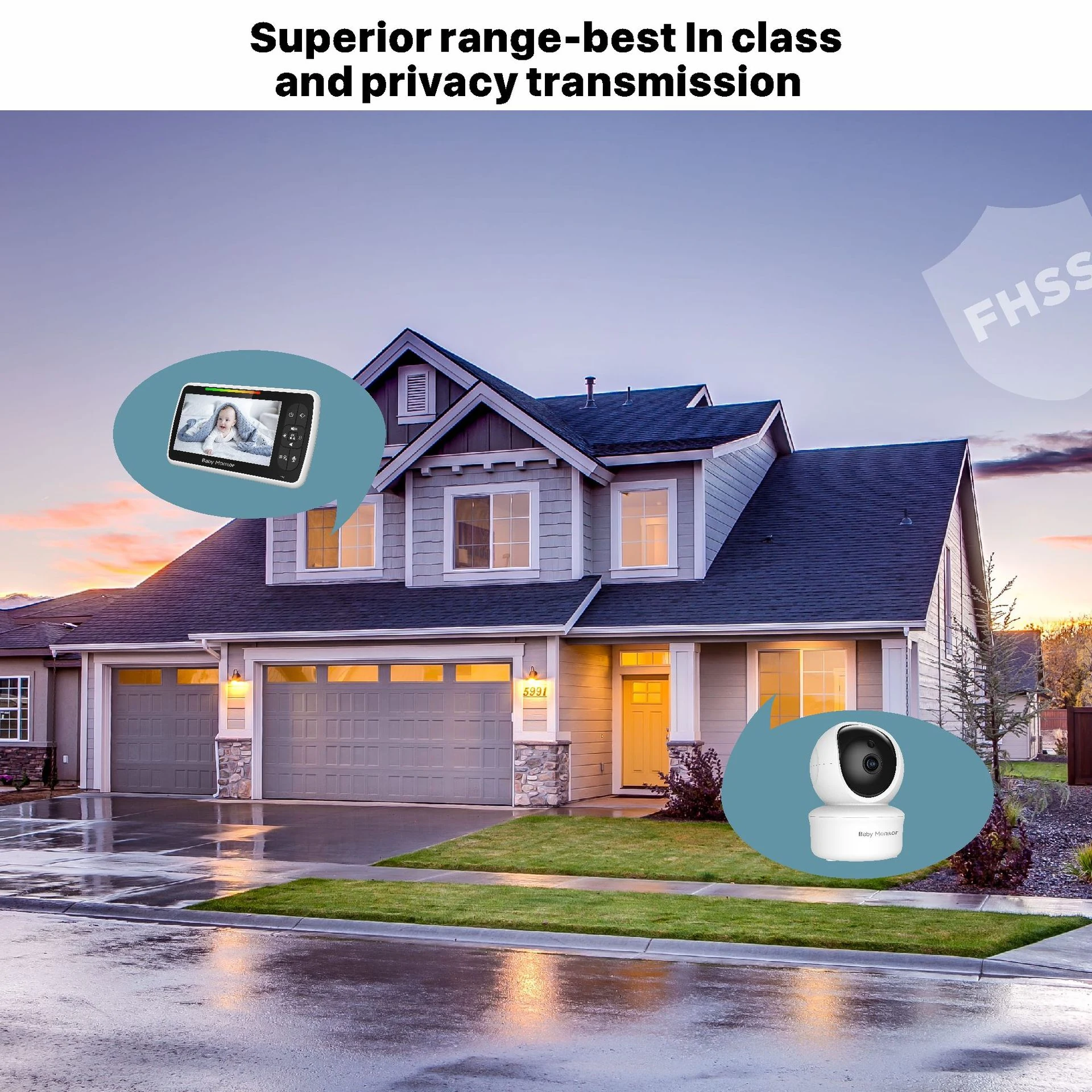Baby monitor for flats and UK homes with private no-WiFi connection