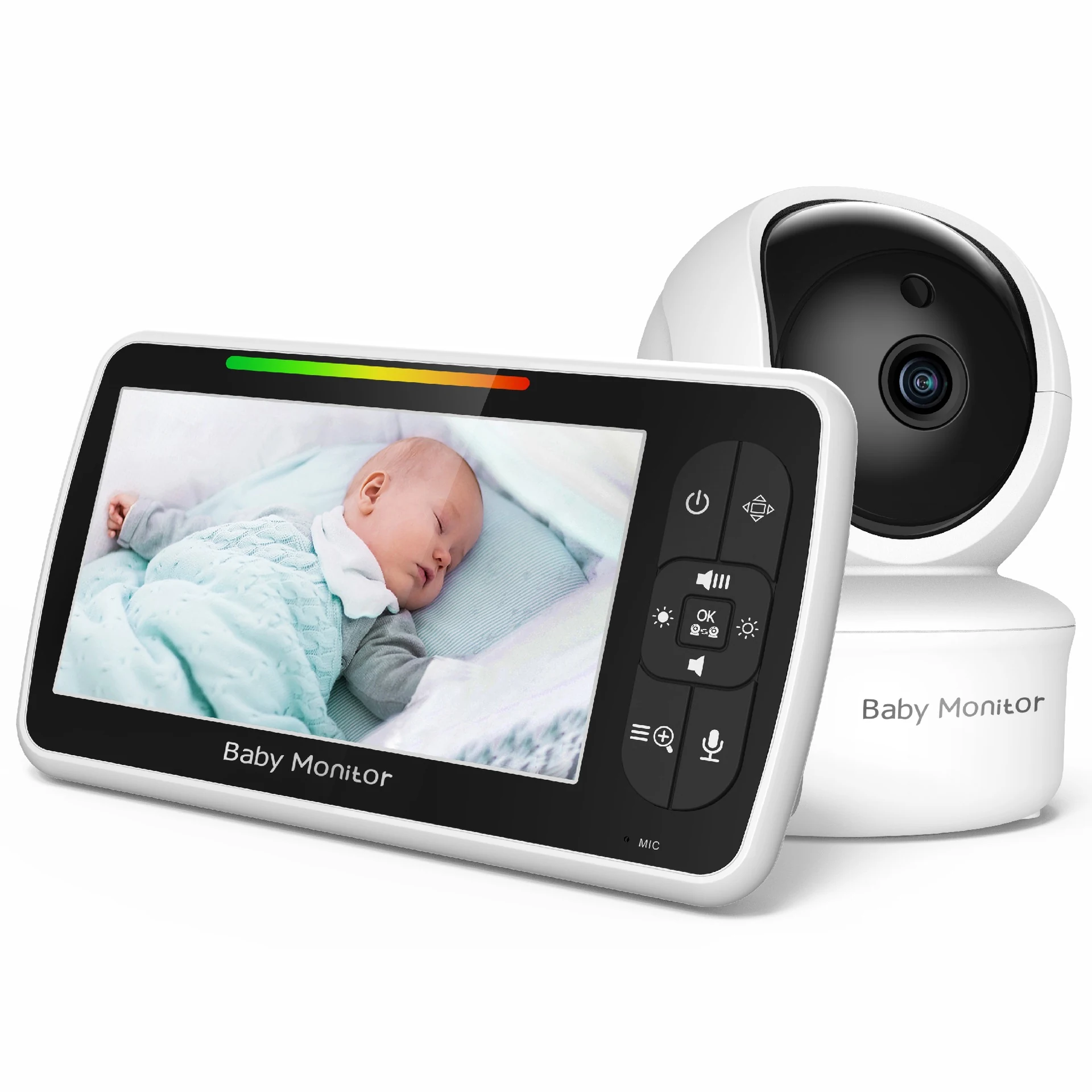 White baby monitor camera and screen